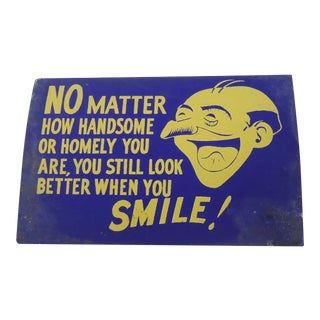 1940s "Smile" Shop Sign For Sale