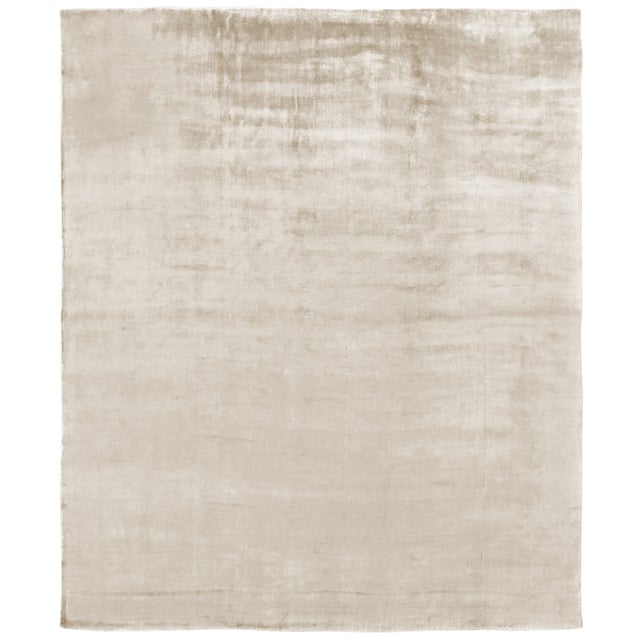 Transitional Exquisite Rugs Arras Hand loom Bamboo/Silk Ivory Rug-6'x9' For Sale - Image 3 of 3