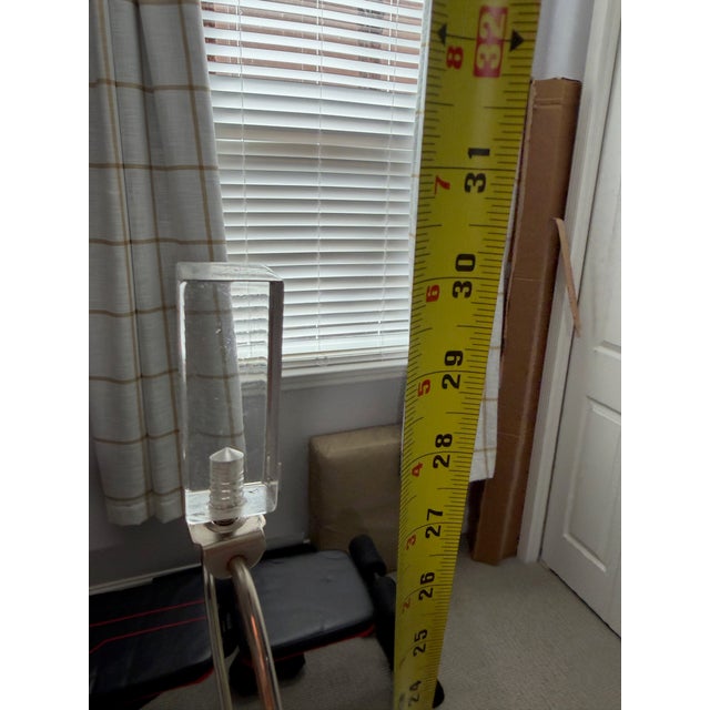 Vintage Lucite Lamp Springer Hollywood Regency Heavy Clear Euc Square Stacked For Sale In Naples, FL - Image 6 of 9