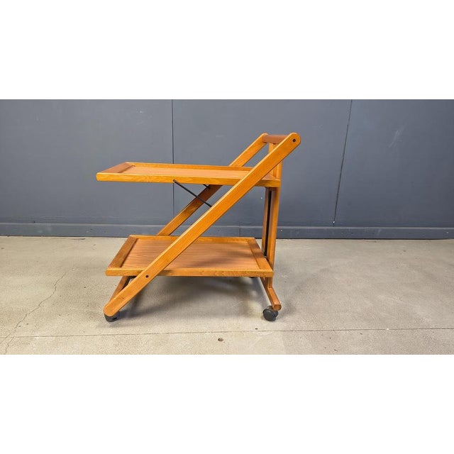 Vintage Italian Foldable Wooden Serving Cart, 1980s For Sale - Image 9 of 18