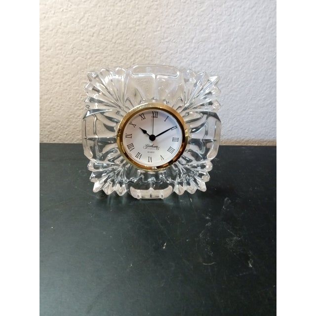 Gorham 1970s Gorham Cut Crystal Square Mantle Clock For Sale - Image 4 of 5