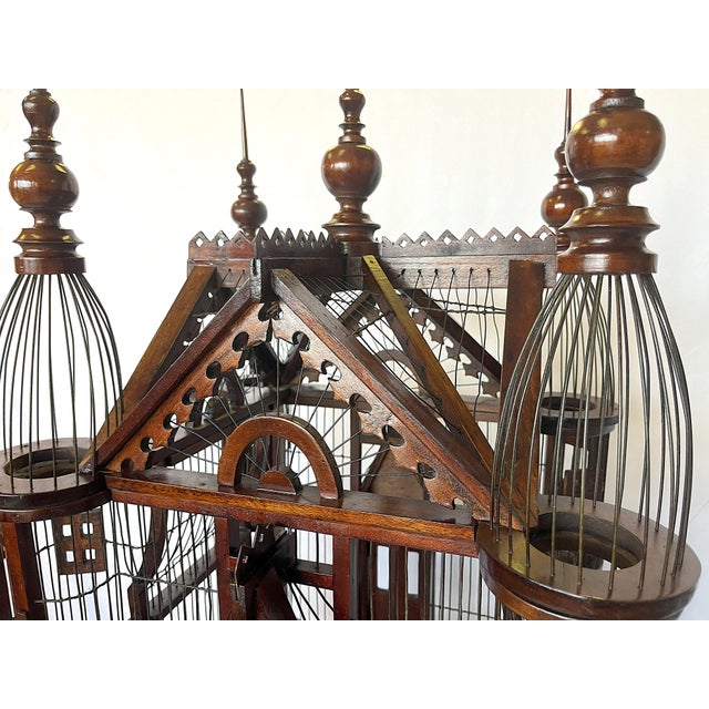 Vintage Victorian Style Whimsical Wood Functional Birdcage on Stand For Sale - Image 10 of 12