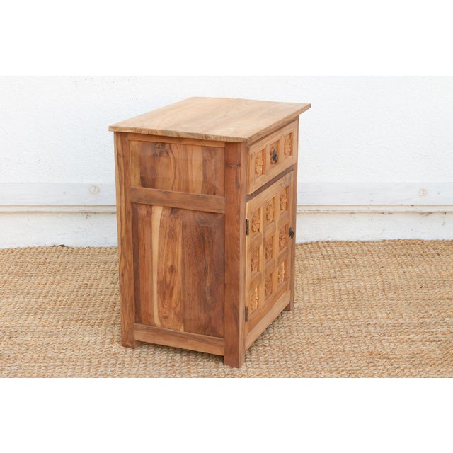 Small Lotus Flower Carved Nightstand For Sale In Los Angeles - Image 6 of 7