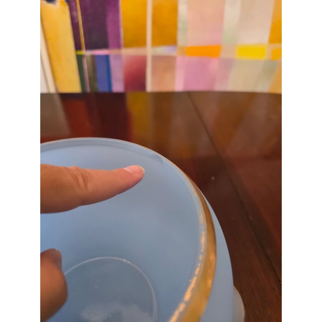 Antique French Opaline Crystal Baby Blue Punch Bowl For Sale - Image 12 of 15