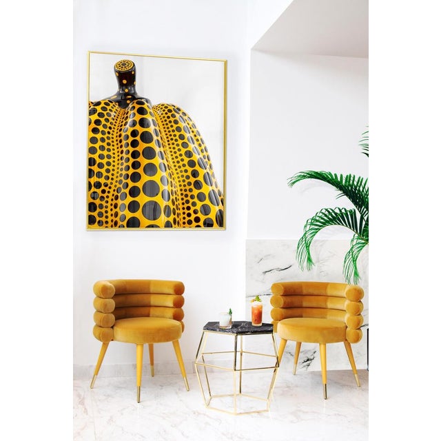 Contemporary Set of Mustard Marshmallow Dining Chairs by Royal Stranger For Sale - Image 3 of 18