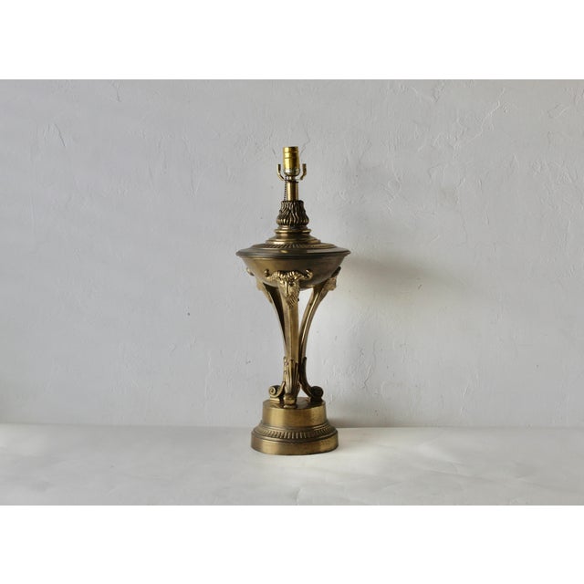 1990s Rembrandt Style Brass Lamp Rams Heads Details For Sale - Image 9 of 11