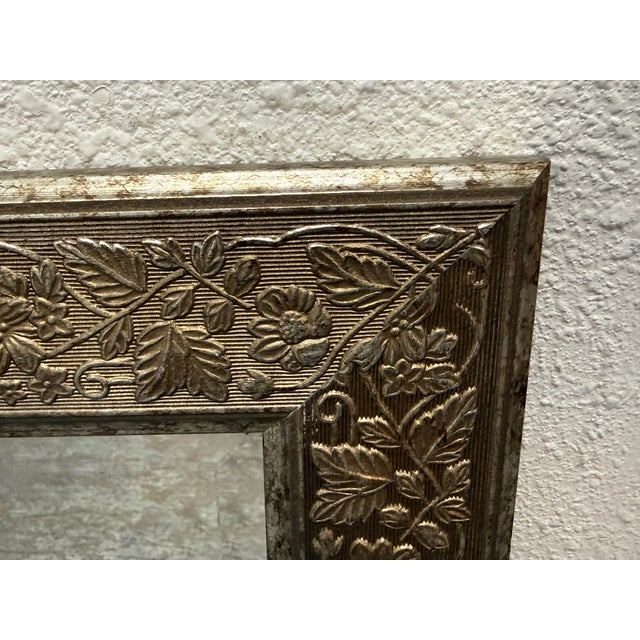 1990s Ornate Floral Framed Wall Mirror, Vintage For Sale - Image 5 of 12