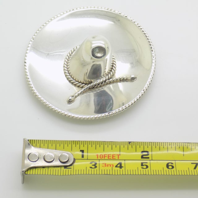 Vintage Mexican Handmade Genuine Sterling Silver 925 Traditional Sombrero Hat Figurine, 1970s For Sale - Image 10 of 11