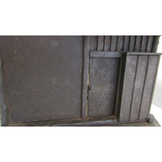 Black Antique Japanese Cast Iron House Lantern Oil Lamp 4-Door Signed Kyojiro For Sale - Image 8 of 10