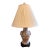 Vintage 32” Chinoiserie Floral Porcelain Table Lamp With Raised Flower Knockers and Shade For Sale
