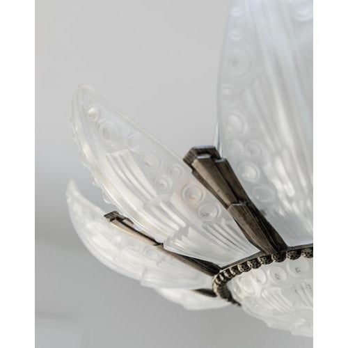 Art Deco Bronze and Glass Chandelier by Georges Leleu, France, 1930s For Sale - Image 10 of 18