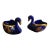 Limogenes, Royal Blue and 22 K Gold Miniature Pair of Decorative Swans For Sale