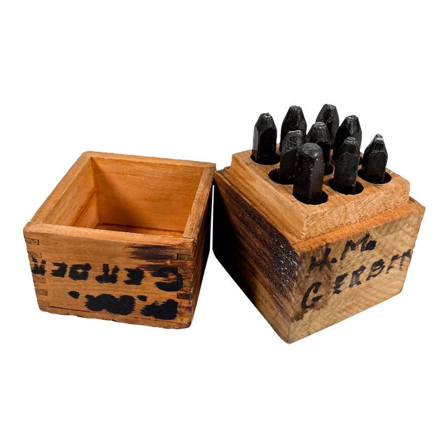 Vintage Standard Bench Made Dies Size 5/32 Steel Stamps Wood Box For Sale