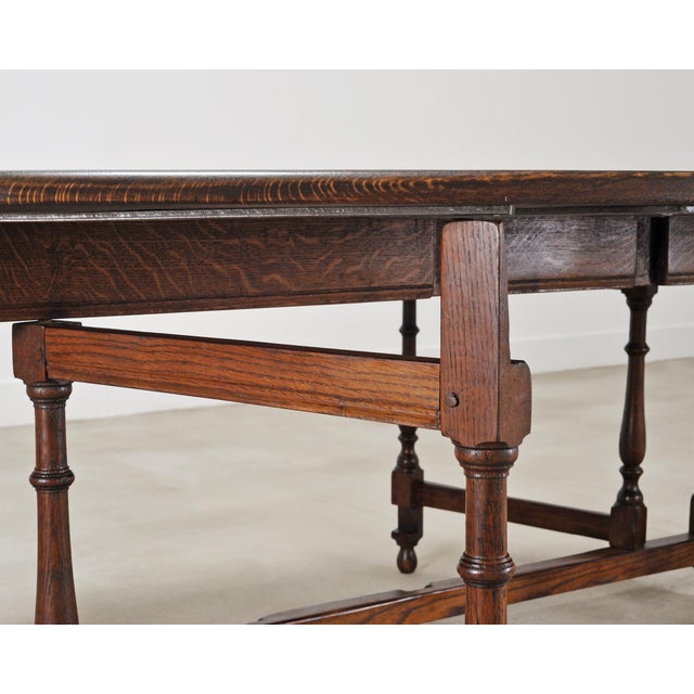 English Georgian Style Oak Drop-Leaf Wake Dining Table 7.5 Ft For Sale - Image 17 of 18