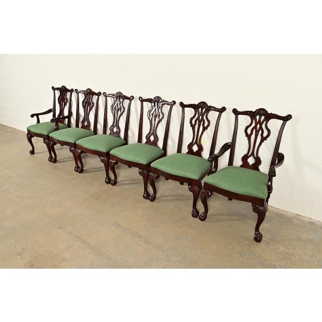 Thomasville Thomasville Chippendale Carved Mahogany Dining Chairs, Set of Six For Sale - Image 4 of 15