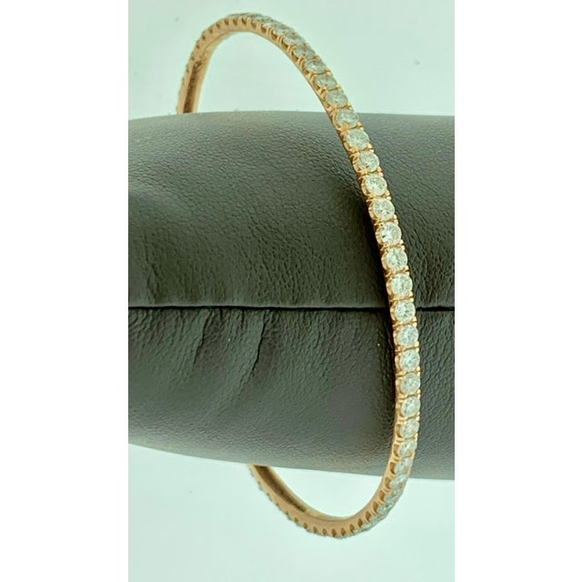 Single line 6-7 pointer each , 5 Ct Contemporary 14 Karat Rose Gold & Diamond Eternity Bangle Bracelet It features Single...