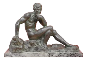 Art Deco Male Figure of Seated Man, 20th Century, Bronze