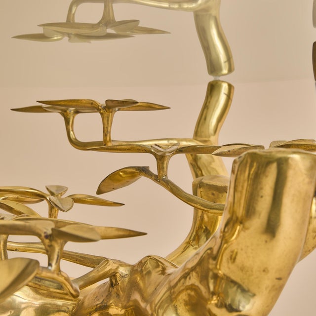 Belgian Brass Bonsai Round Glass Top Coffee Table by Willy Daro No. 01, 1970s For Sale In Chicago - Image 6 of 12