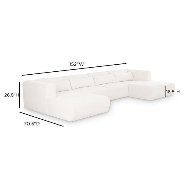 2020s Tarra 4-Piece Cream Chenille Modular U-Sectional For Sale - Image 5 of 5