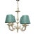 Vintage Shabby Chic 4 Arm Small Chandelier Green Fabric Shades Made in Spain For Sale