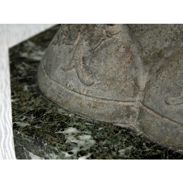 Vintage Spelter Art Deco Table Octagonal Marble Two Girls Signed P. Sega C. 1930 For Sale - Image 9 of 10