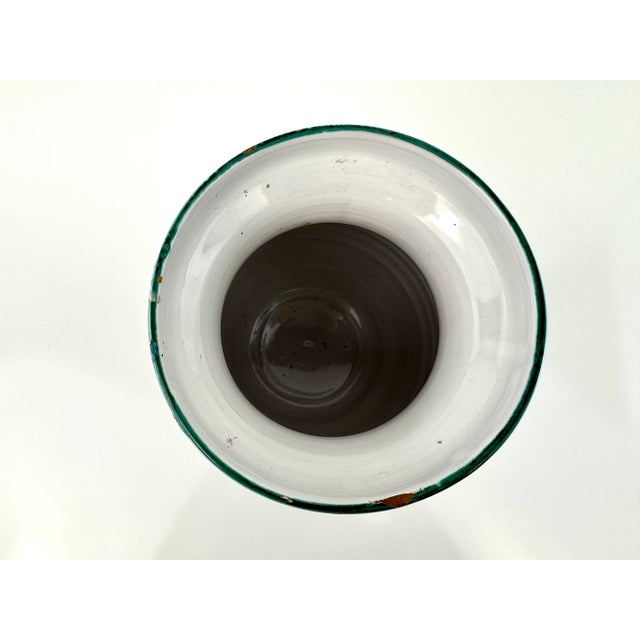 Orange Vintage Italian Hand Painted Ceramic Vase For Sale - Image 8 of 9