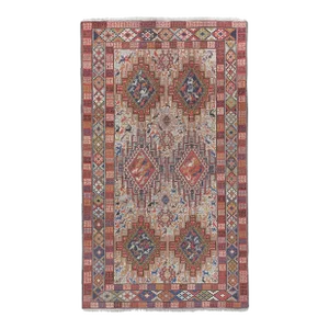 1960s Vintage Animal Pictorial Soumac Rug 3'10'' X 6'7''