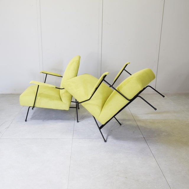 Mid-Century Modern Slipper Chairs in Tubular Metal by Mario Franchioni for Framar, 1950s, Set of 2 For Sale - Image 3 of 13