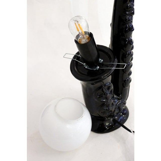 Vintage Saxophone Lamp in Black Earthenware, 1980s For Sale - Image 11 of 14