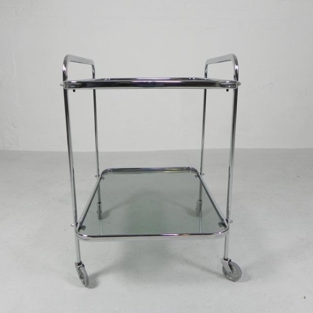 Vintage Chromed Serving Trolley, 1970s For Sale - Image 4 of 16