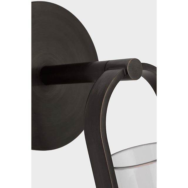 Modern Ian K. Fowler for Visual Comfort Signature Larkin Medium Conical Bracketed Sconce in Bronze with Clear Glass For Sale - Image 3 of 8