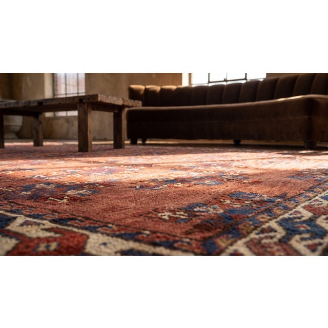 1870s Oxblood Red Antique Central Asian Turkmen Yamoud Rug 5'2" X 7'10" Handknotted Wool Carpet For Sale - Image 11 of 13