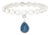 Boho Beaded Blue Sapphire Teardrop Charm Band Ring Size 7 in 14k White Gold For Sale