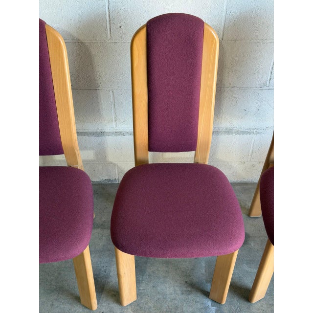 Wood Pink Upholstered Beechwood Dining Chairs 4-Set Denmark Mid-Century Modern 1980s For Sale - Image 7 of 10