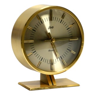 Round Brass Table Clock by Schatz, Germany, 1960s For Sale