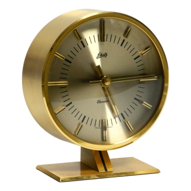 Round Brass Table Clock by Schatz, Germany, 1960s For Sale