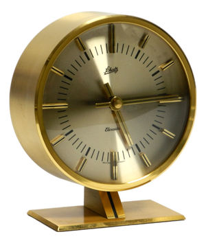 Round Brass Table Clock by Schatz, Germany, 1960s