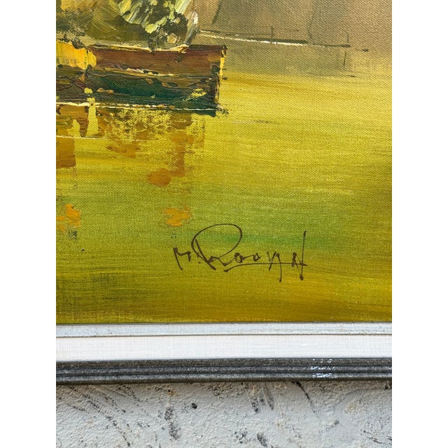 1960s Mid Century Modern Framed Original Signed Seascape Oil Painting on Canvas For Sale - Image 5 of 5