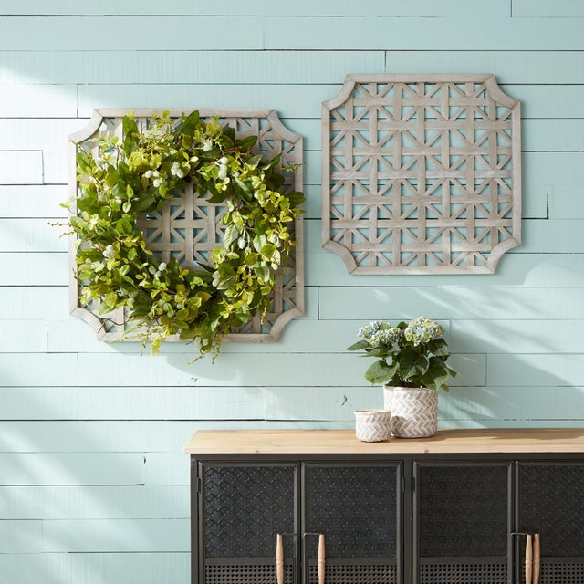 Modern Woven Wood Square Wall Hanging (Set of 2) For Sale - Image 3 of 5