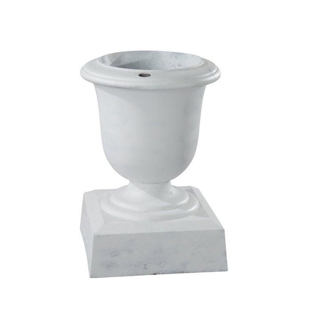 Antique Neoclassical Painted Cast Iron Garden Urn C1890 For Sale - Image 4 of 6