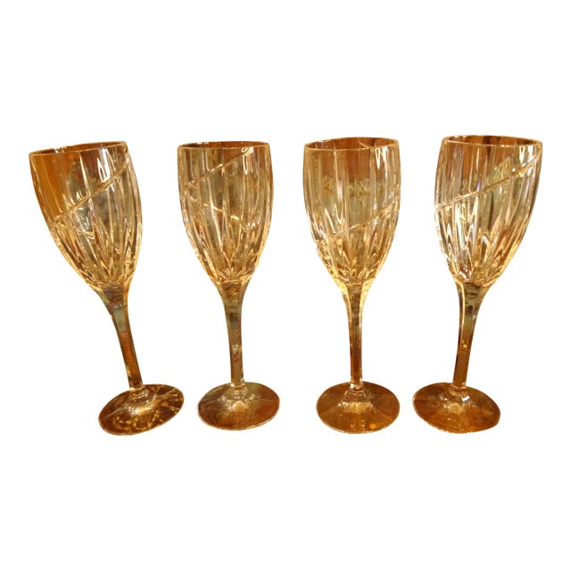Vintage Uptown Mikasa Clear Crystal Wine Glasses- Set of 4 For Sale