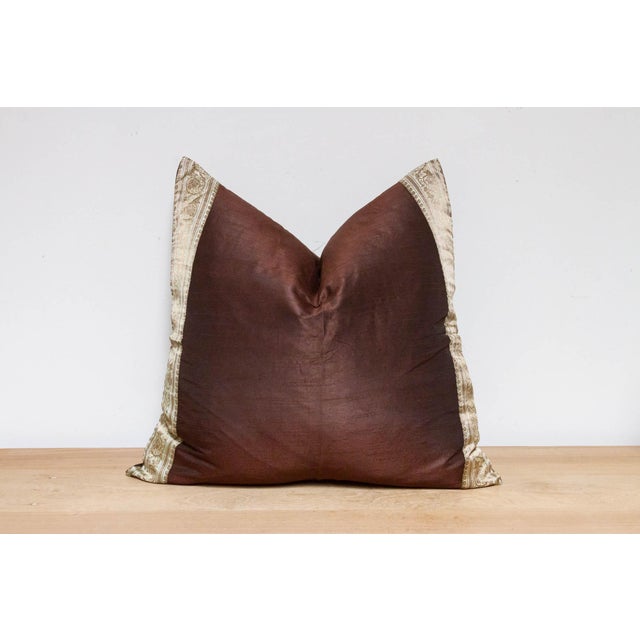 1990s Bistre Festive Silk Euro Pillow Cover For Sale - Image 5 of 8