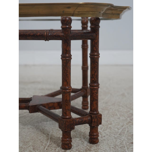 Baker Furniture Company Baker Regency Style Faux Bamboo Glass Top Coffee Table For Sale - Image 4 of 11