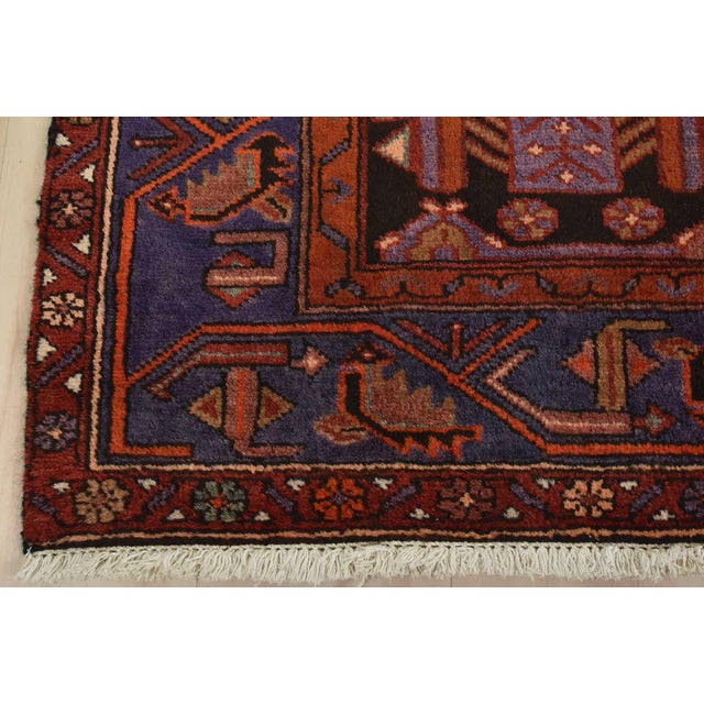 Hamedan Rug 4’6” X 8′ Red Wool Vintage Tribal Hand-Knotted Oriental Carpet For Sale - Image 10 of 13