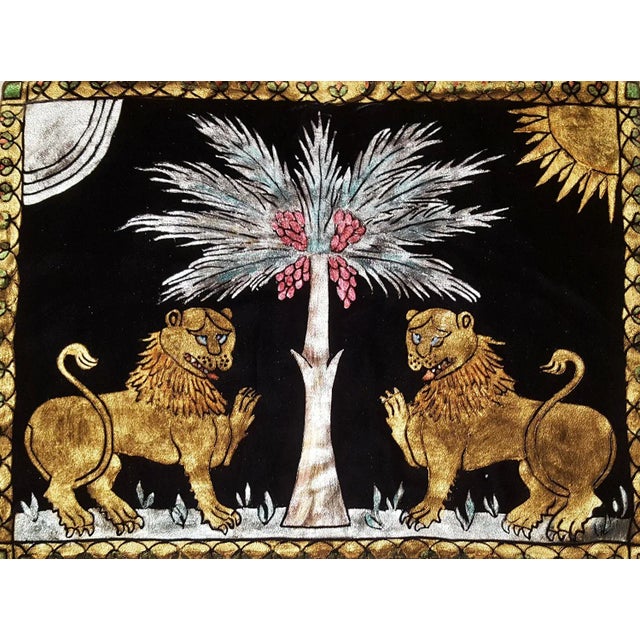 Mediterranean Ruggero Lions Silk Velvet Pillow Cover For Sale - Image 3 of 4