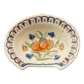 Antique Ceramic Barber Bowl Plate, 1600s For Sale