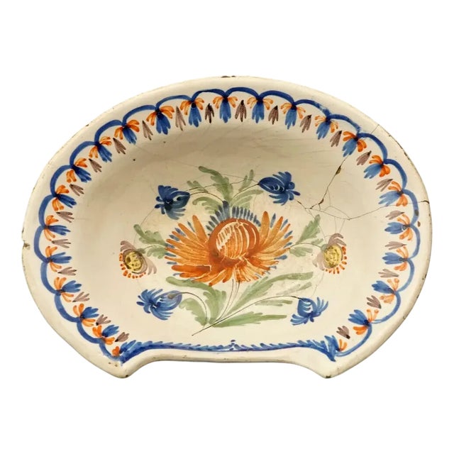 Antique Ceramic Barber Bowl Plate, 1600s For Sale