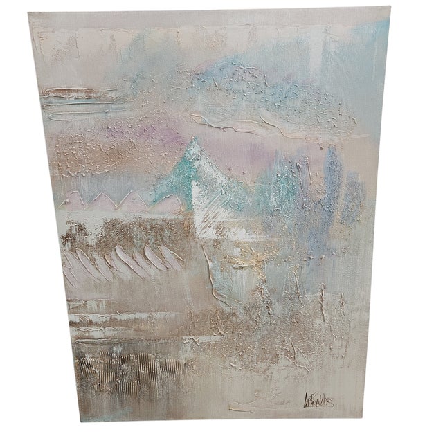 Lee Reynolds Vintage Lee Reynolds Textured Abstract Landscape Diptych – Pair Large 30x40 Canvases For Sale - Image 4 of 14