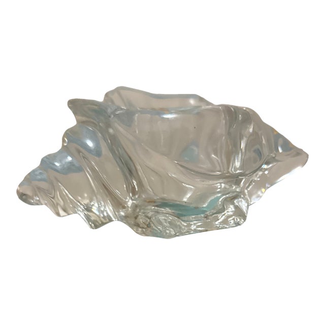 Vintage Walther Glas Style Clear Crystal Shell Votive Candle Holder For Sale