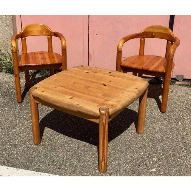 Armchairs and Rainer Coffee Table Daumiller" Two Armchairs and Rainer Pine Coffee Table Daumiller Denmark Circa 1960 This...